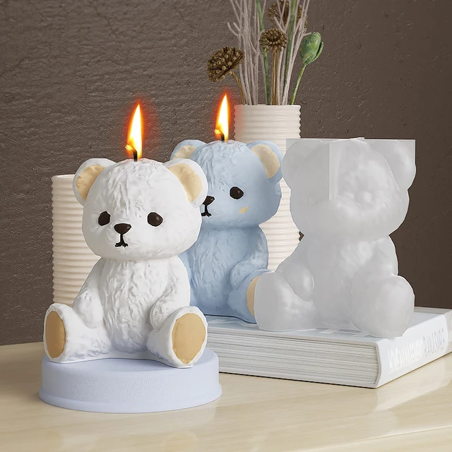 Geometric Bear Candle Mold Silicone Gypsum Plaster Crafts Mould Soap Making  Tool