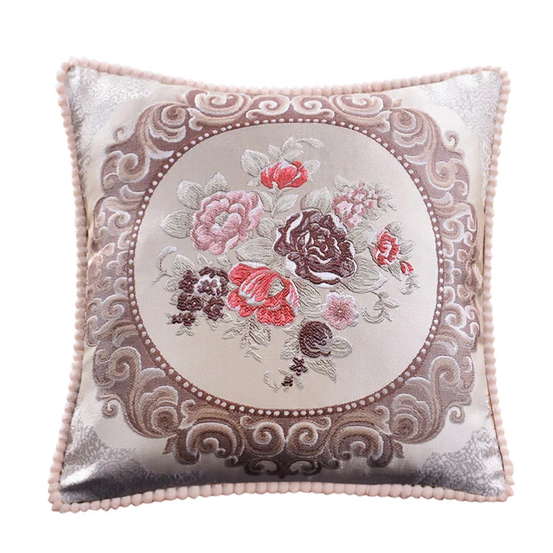 Beige White floral medallion pillow cover Design 3A