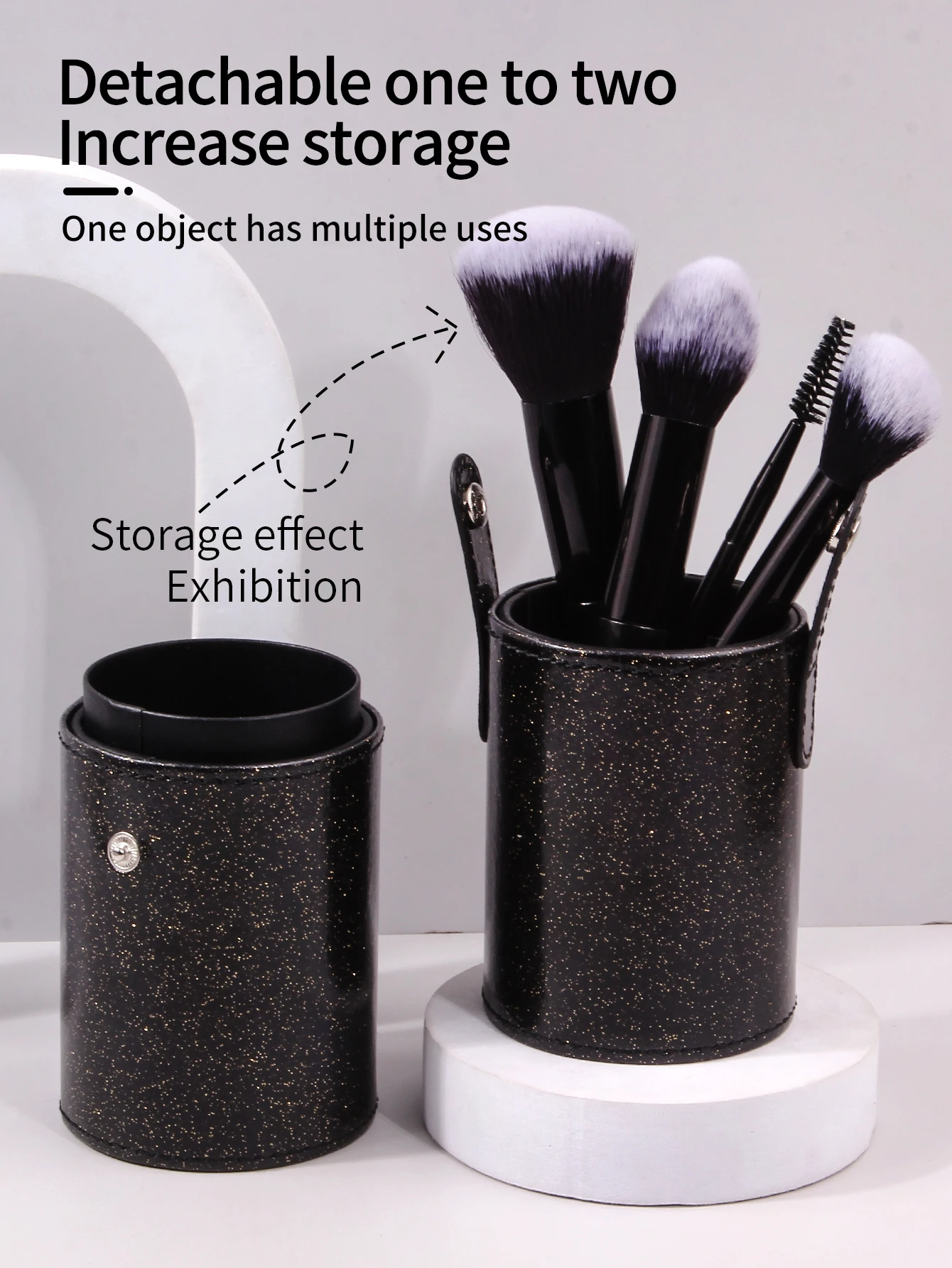 PU Leather Makeup Storage Holder Cosmetic Cup Case Box for