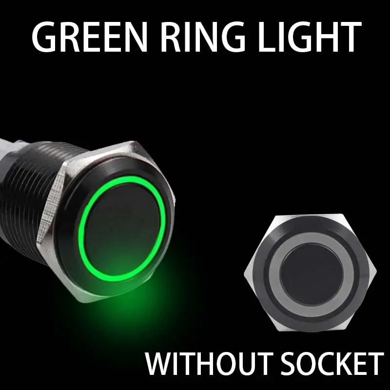 12/16/19/22mm Black shell Push Button Switch Metal Waterproof Latching Momentary LED Light Car Engine Power Switch Blue Red HUSA - Image 7