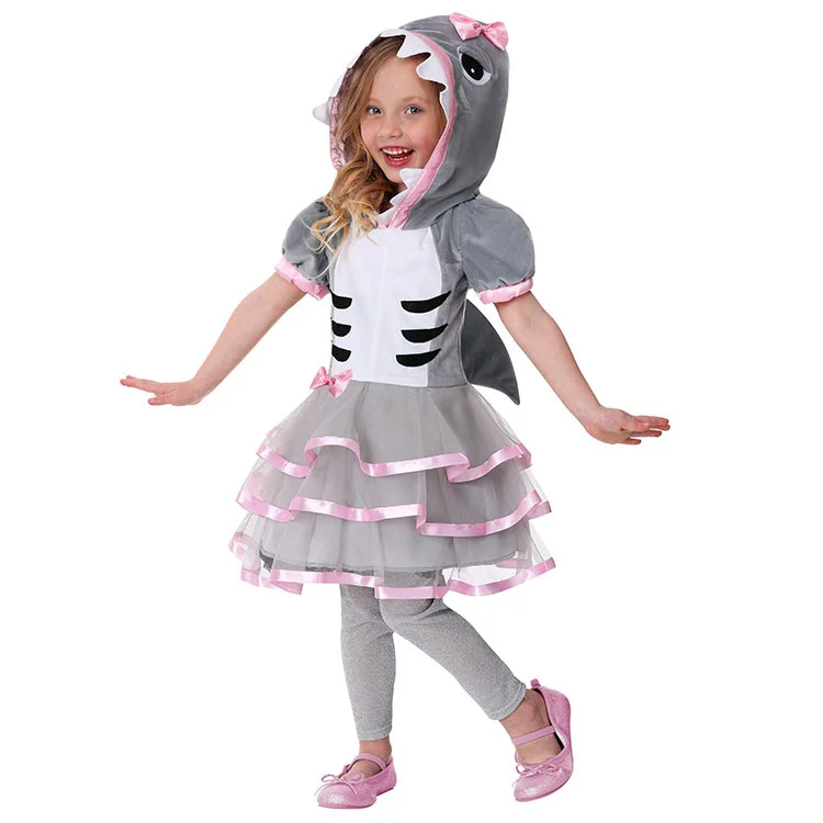 Bambini Deluxe Girls Toddler Shark Dress Kids Halloween Cosplay Baby Costumes Shark Dress Up Carnival Halloween Costumes