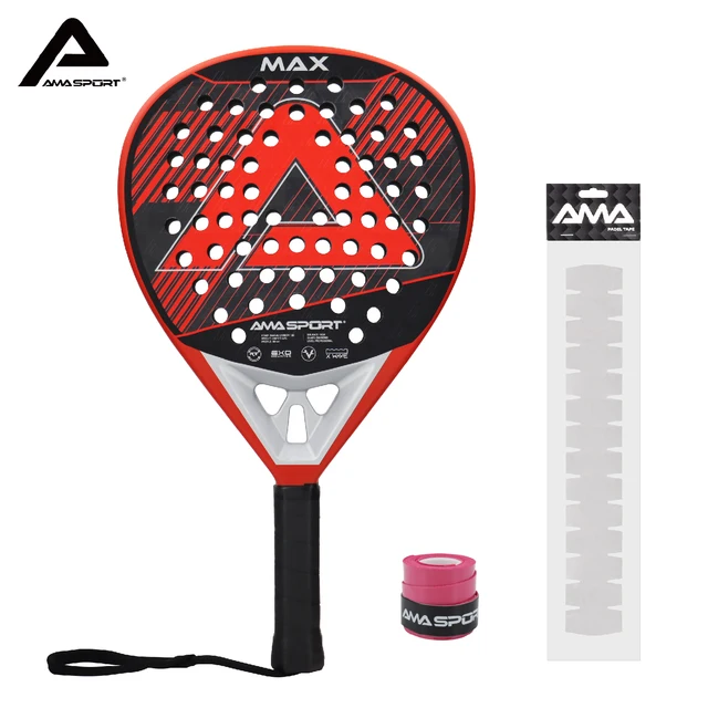AMASPORT Professional Padel Racket 3K/12K/18K Carbon Fiber 3D Surface Diamond/Tear Shape High Blance for Advanced Players 1
