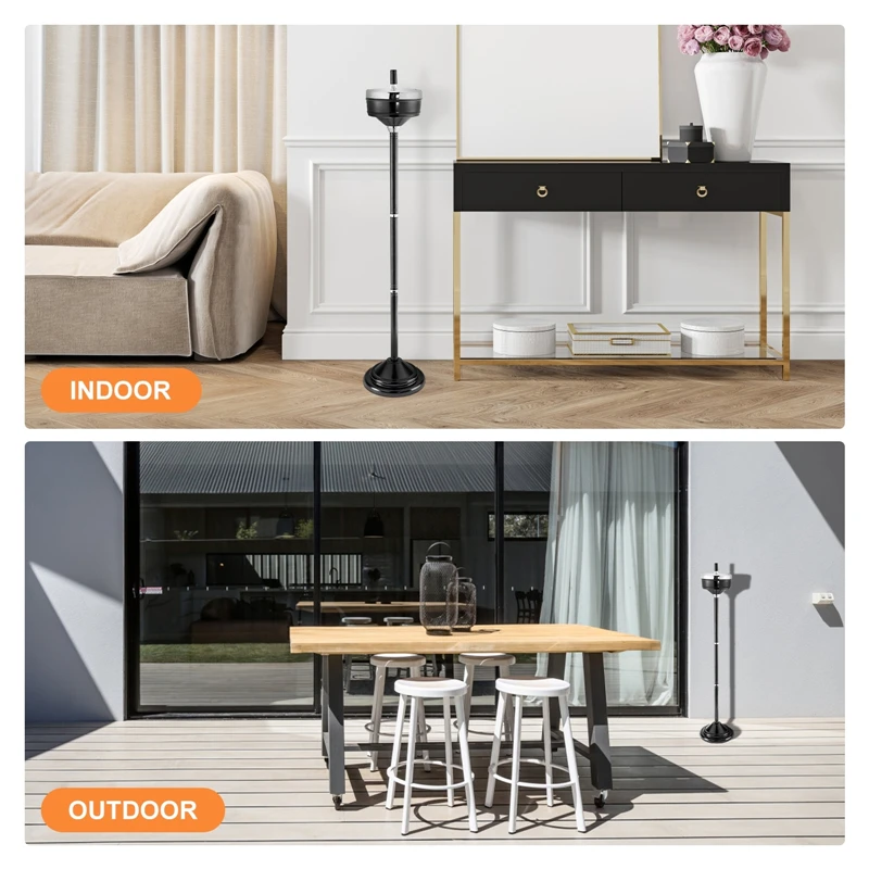 Stainless Steel Ashtray With Lid Outdoor Indoor Adjustable Height Floor Standing Detachable Ashtray Smoking Cigarette