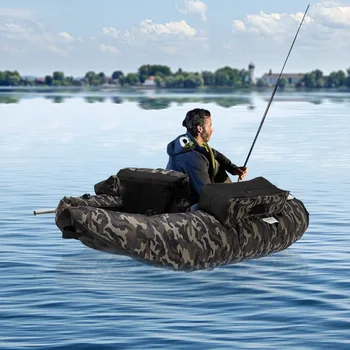 Inflatable Fishing Boat Outdoor Fishing Float Tube Portable Fishing Raft Capacity 286.6 Lbs Adjustable Backrest (90-180°) 4