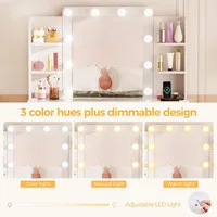 illuminated makeup vanity desk with glass top, 9 drawers, and power outlet for styling 4