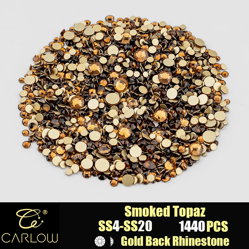 Shiny Gold Back Glass Crystal Rhinestones for DIY Crafts and Nail Art - 1440 Pieces