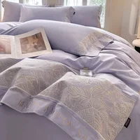 Ensemble de lit quatre pièces en coton poncé, housse de couette légère de luxe, drap de lit en coton épais, sens avancé d'été, automne et hiver 5