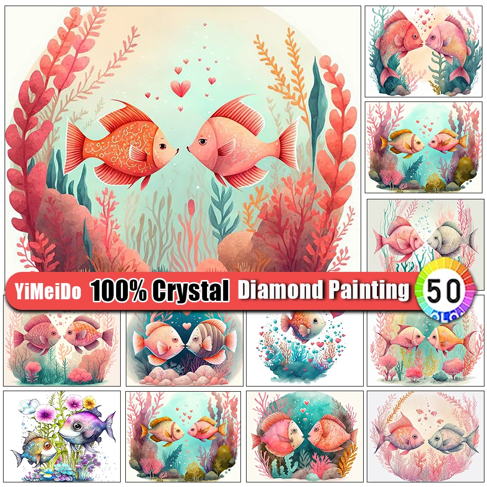 Yimeido 100% Crystal Diamond Painting Tilapia Mossambica New 2023 Cartoon Art Zipper Bag Diamond Mosaic Ricamo Home Decor
