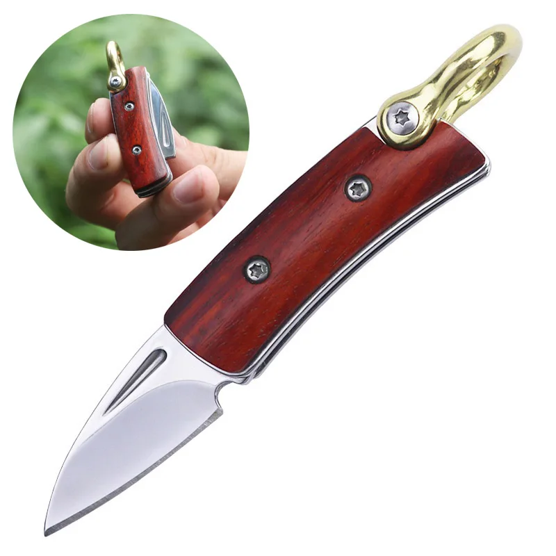 WoodenHandleFoldingKnifeFruitCutterOutdoorSurvivalEDCTools