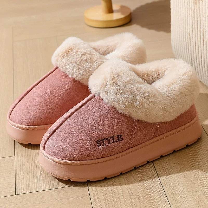 Comfortable Thick Plush Snow Boots for Women Faux Suede Platform Fur Boots Woman Light Non Slip Warm Cotton Shoes Female 45