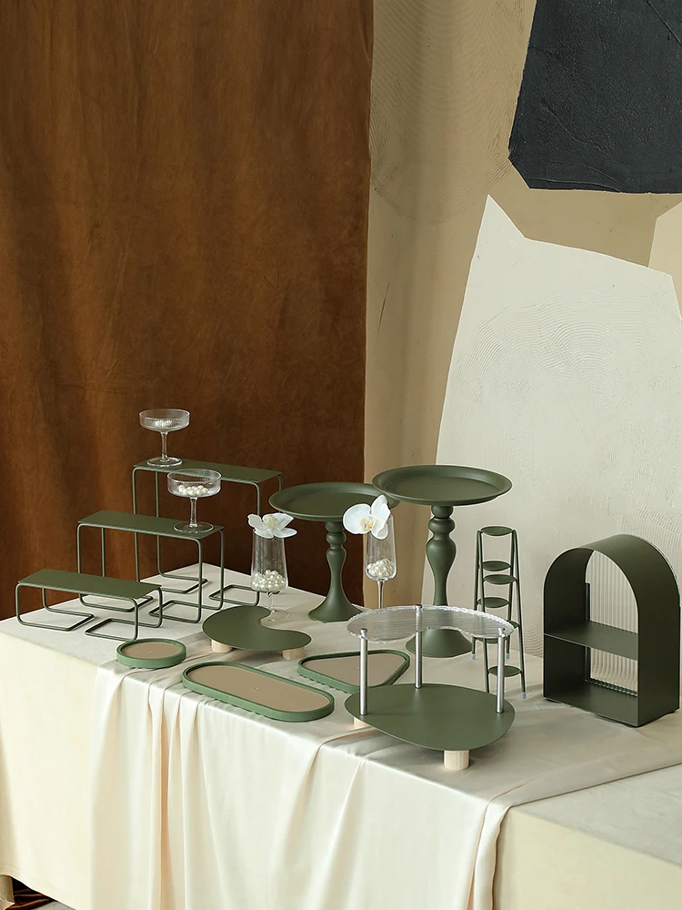1 Piece Dark Green Cake Stand Tea Cupcake Tray Home Decoration Storage Racks Candy Bar Dessert Table Party Supplier
