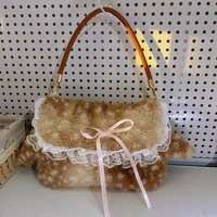 Sac à main en peluche motif cerf, mignon, Ins Kawaii, sac de banlieue pour femmes, sac à bandoulière polyvalent, nouvelle collection automne hiver 4