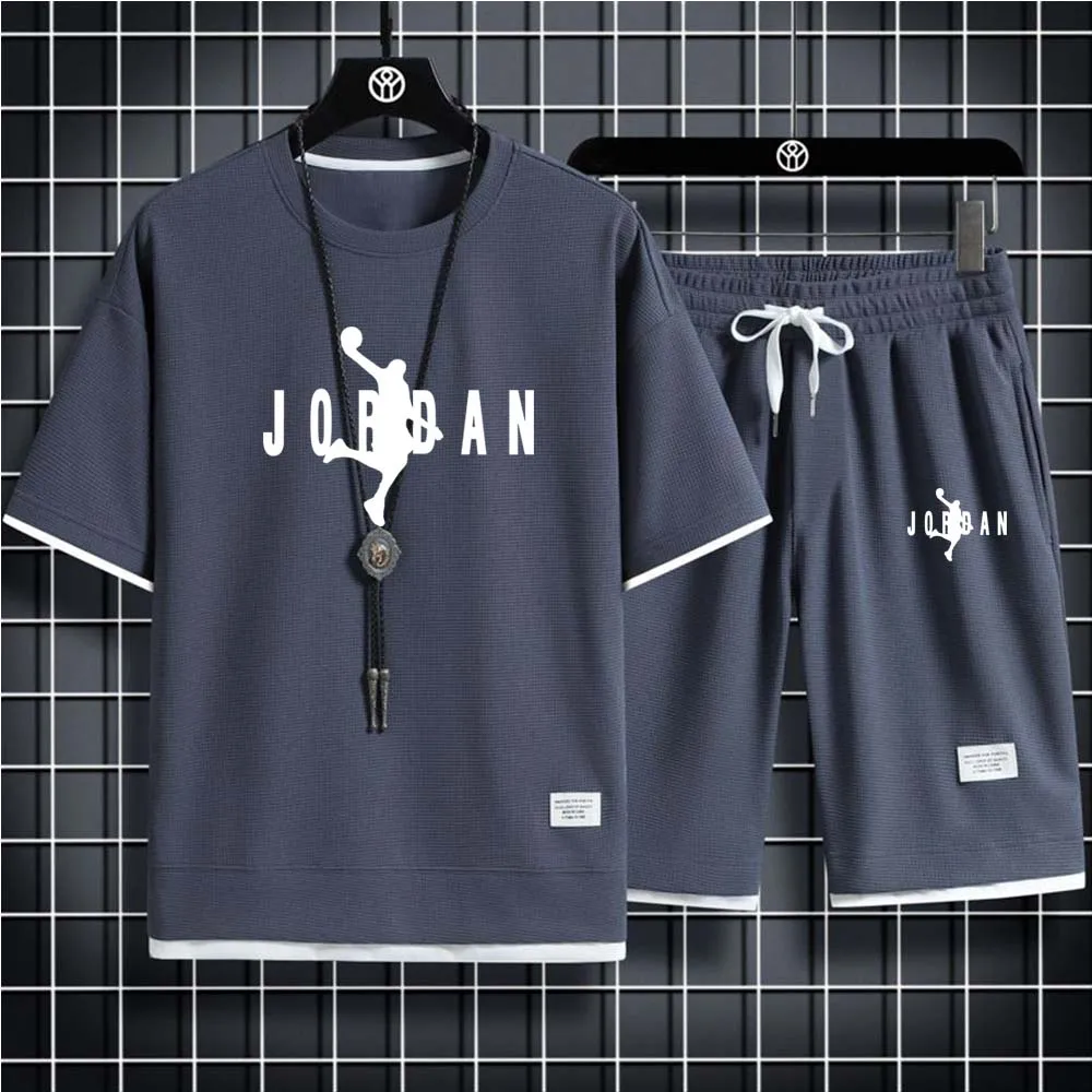 Classic summer fashion men's short set sportswear trend casual sportswear two-piece suit streetwear unisex clothing