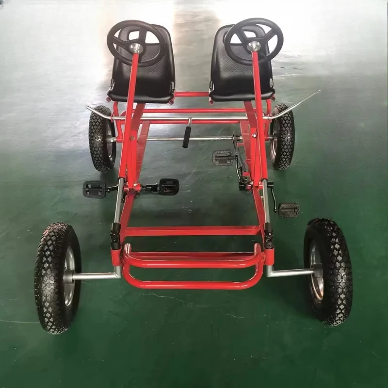 Heavy Duty Adult Go Kart 4-Wheel Pedal Car, Customizable Plastic Outdoor Recreation Cart, Bulk Discounts for Amusement Parks