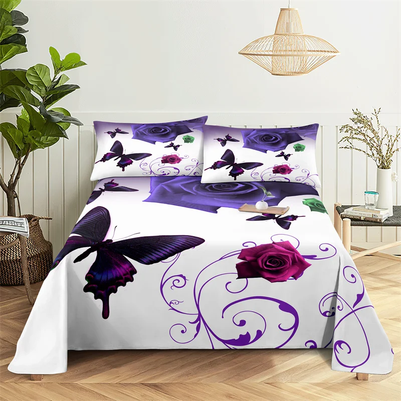Butterfly Bed Sheet Set Bedding Set Bed Flat Sheet Flower Boy Girl