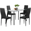 Black Dining Chair Set of 4, Leather Dining Chairs with Curved Back & Foot Cap Protection for Dining Kitchen Living Room 4