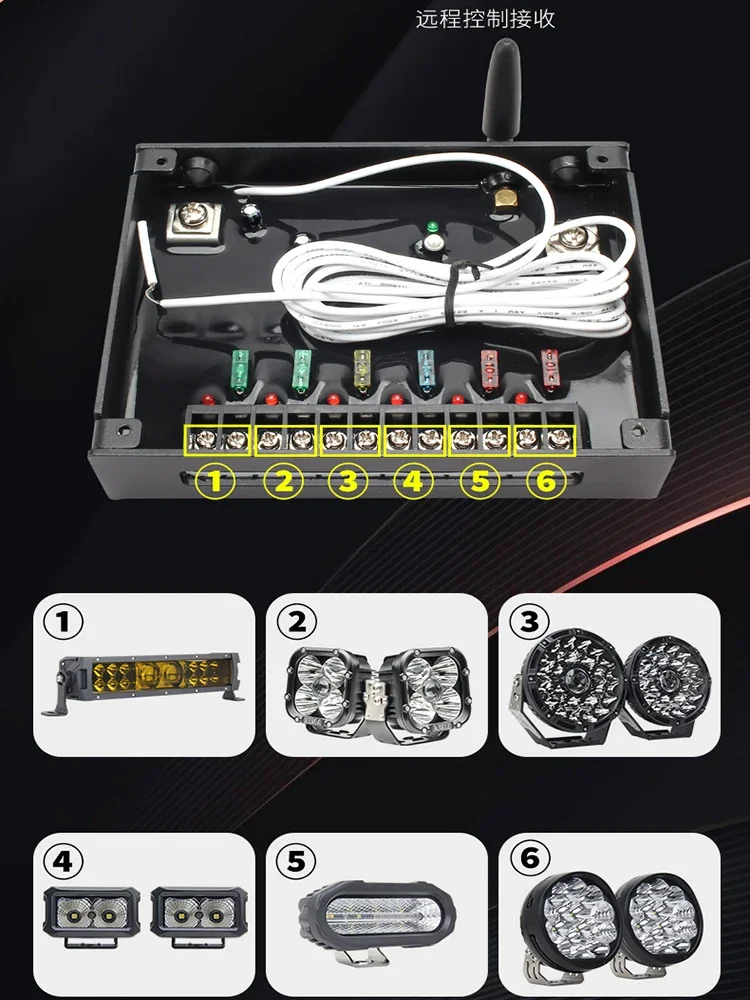 Car A-pillar Handle Six-way Integrated Wireless Remote Control Switch for Tank 300 Modified LED Spotlight 6 Gang Switch Panel detail image 5