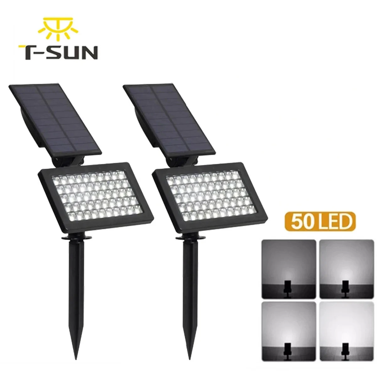 T-SUN 1-2pcs 50 leds Solar Garden Lights Adjustable Outdoor Solar Lamp IP44 Waterproof Wall Lighting for Garden Decoration Light 2pcs microwave oven refrigerator bulb spare repair parts accessories 230v 20w lamp replacement for lg galanz midea samsung