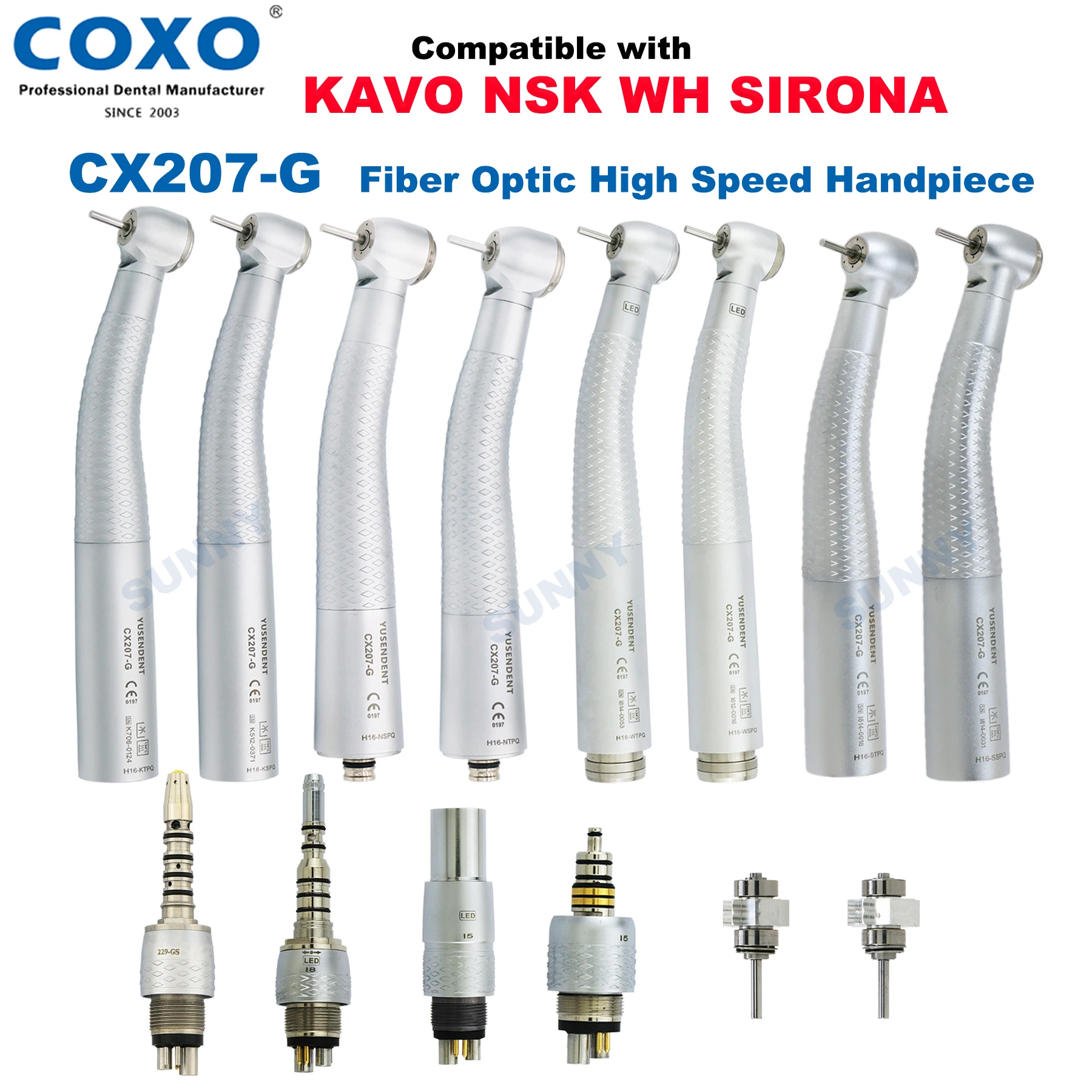 

COXO Dental Turbine Fiber Optic High Speed Handpiece Air Rotor Standard/Torque Head LED Coupler 6 Pin Fit KAVO NSK WH SIRONA