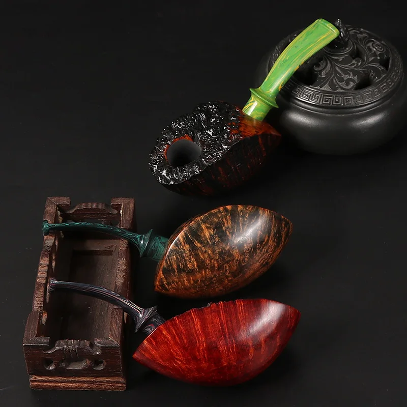Handmade Briar tobacco Pipe Freestyle Tobacco pipe Fathers Day gift 3mm pipe channel,Vulcanized rubber rod tail