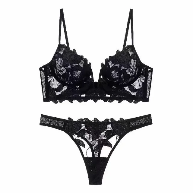 Ensemble de Lingerie en dentelle pour femmes, ensemble de soutien-gorge élégant et Sexy, sous-vêtements transparents, ensemble soutien-gorge et culotte ventilés pour dames 1