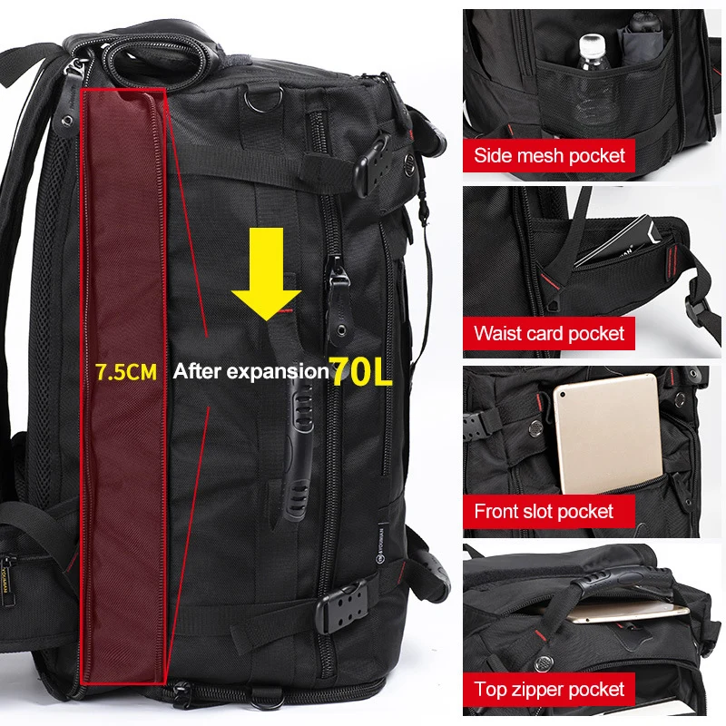 50L 70L Travel Fitness Training Backpack Large Capacity Multifunction Luggage Bag Waterproof Men Outdoor Hiking Trekking PackXA8 3