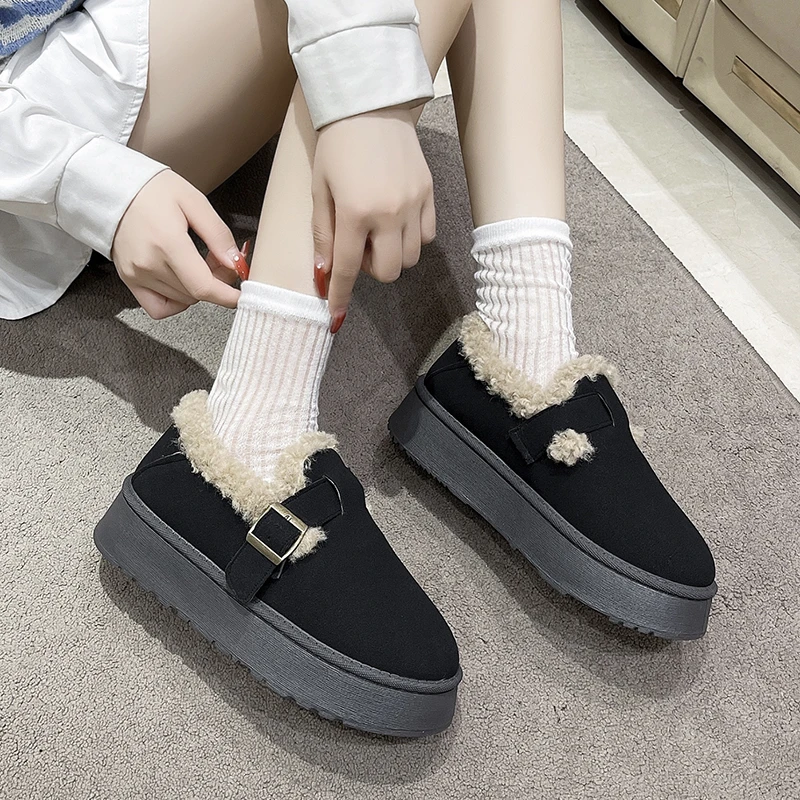 

Ankle Flats Platform Women Snow Boots Suede Plush Warm Casual Shoes Winter New Thick Goth Fashion Shoes Chelsea Women Boots