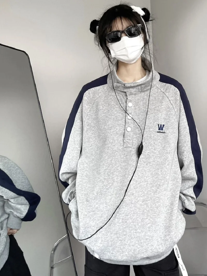 

Fashion Vintage Streetwear Oversized Y2k Hoodies Women Harajuku Hip Hop Patchwork Sweatshirts Grunge Loose Couple Pullover Tops