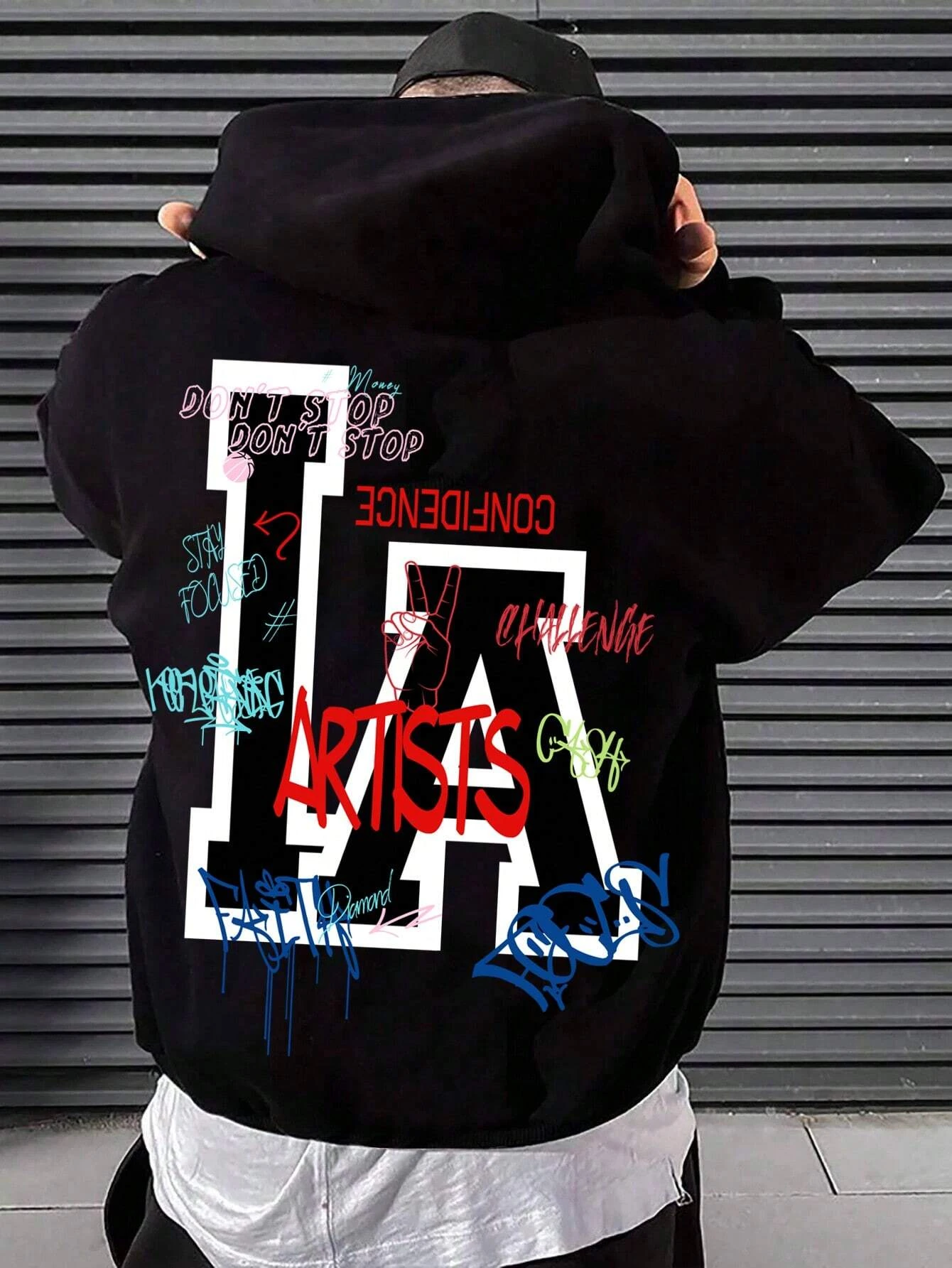 Comfortable Casual Letters 3D Printed Hooded Sweatshirt Loose Top Pullover Men's Hooded Sweatshirt Streetwear Men's