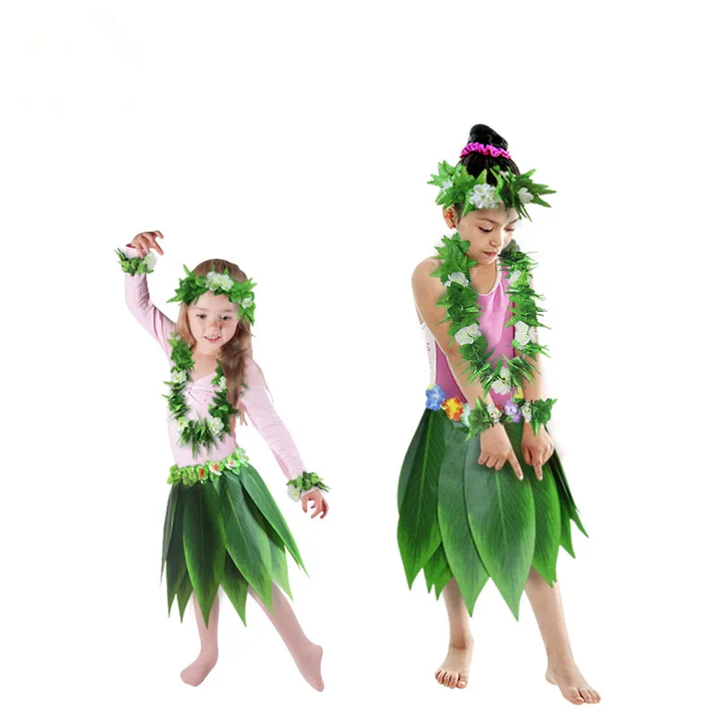 

Party Hawaiian Fancy Dress Hula Leaf Grass Skirt Lei Flower Accessories Costume Christmas Halloween Easter Cosplay