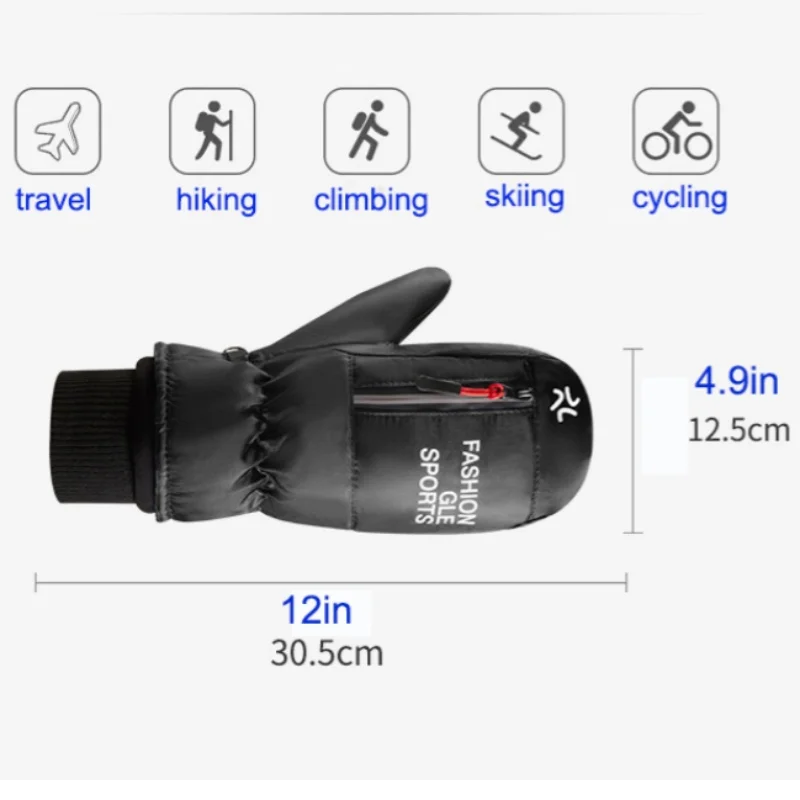 Winter Skiing Gloves Waterproof Snowboarding Touch Screen Thermal Thick Snow Windproof Gloves Men Women Snowmobile Warm Mittens 2