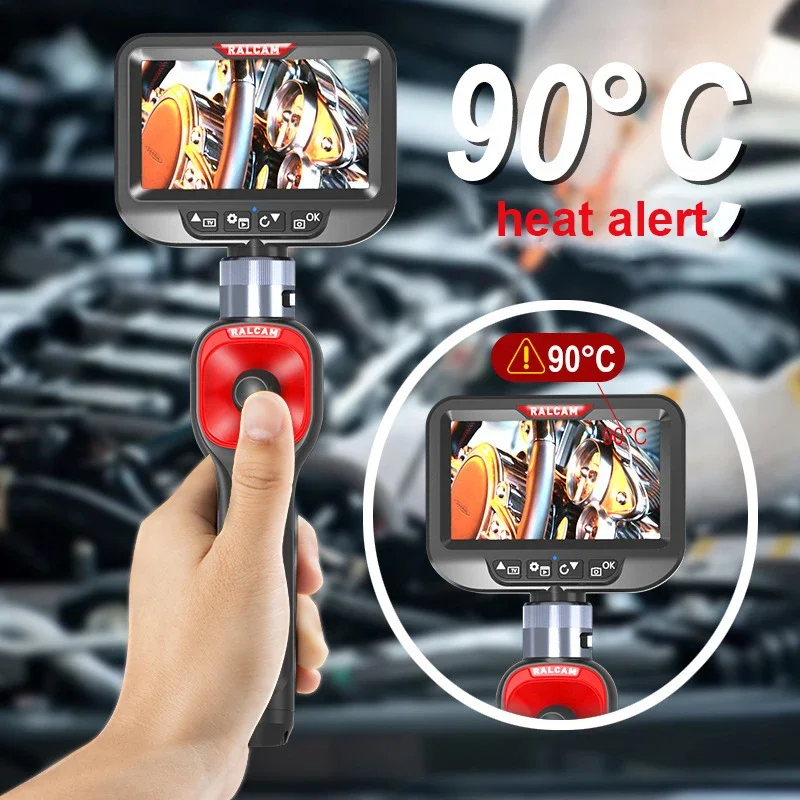360° Articulating Borescope 6.2mm 4 Ways 3m wires IPS Automotive Inspection Camera 6 Adjustable LED Lights 4