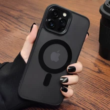  For Magsafe Matte Transparent Phone Case For iPhone 14 13 12 11 Pro Max Plus Magnetic Wireless Charging Shockproof Cover 