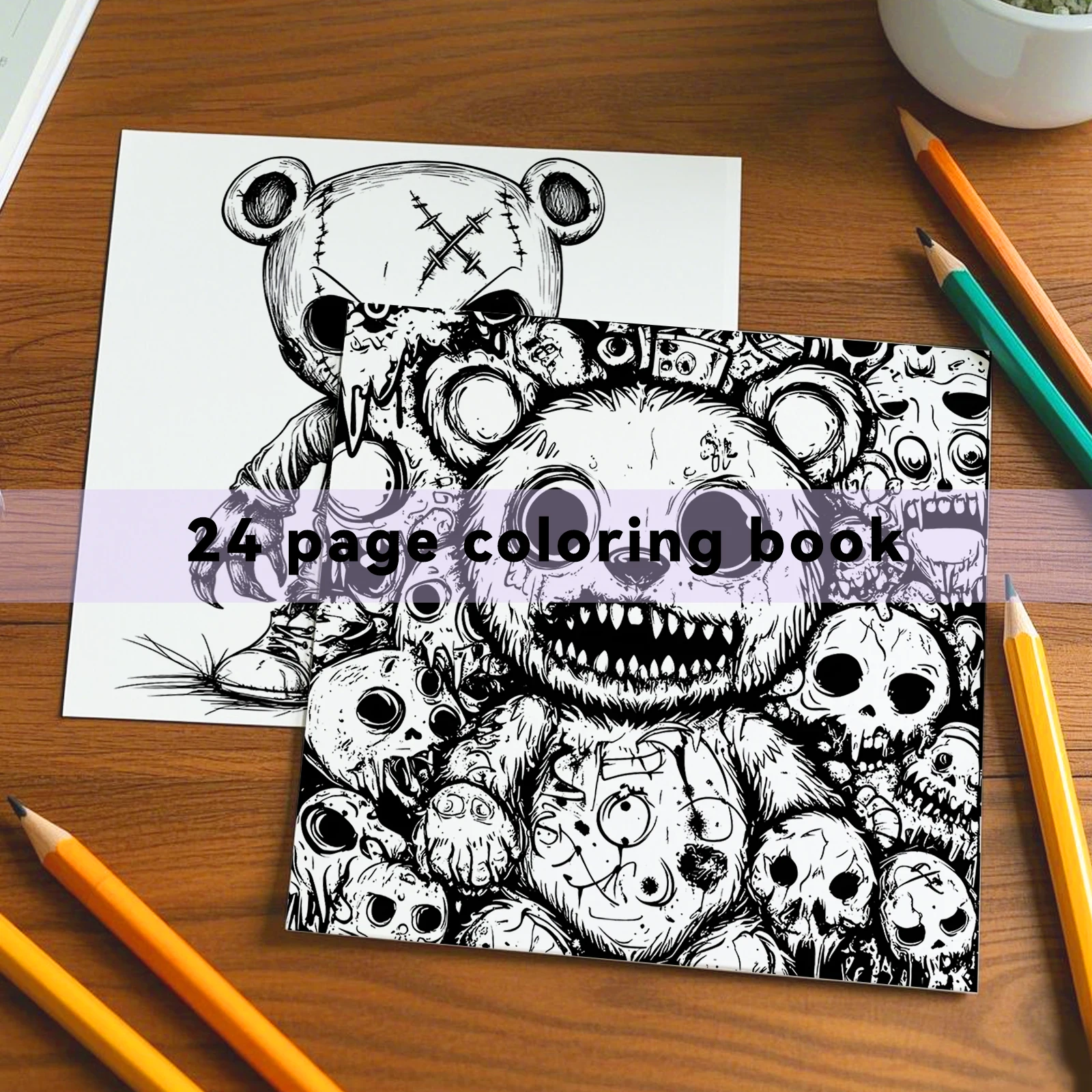 1pc CUTE ZOMBIE DOLL Coloring Book 24 Pages Halloween Adult Picture Book For Kill Time Graffiti Painting Drawing 5