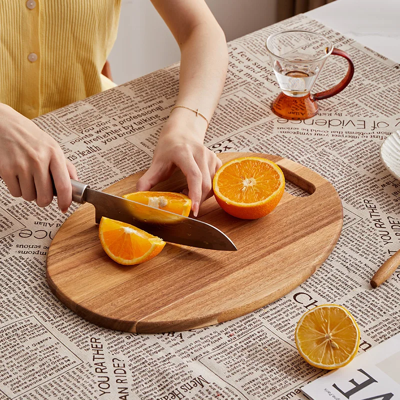 Solid Wood Chopping Blocks Cheese Board Outdoor Camping Portable Fruit Board Acacia Mangium Cutting Board Wood Deli Board