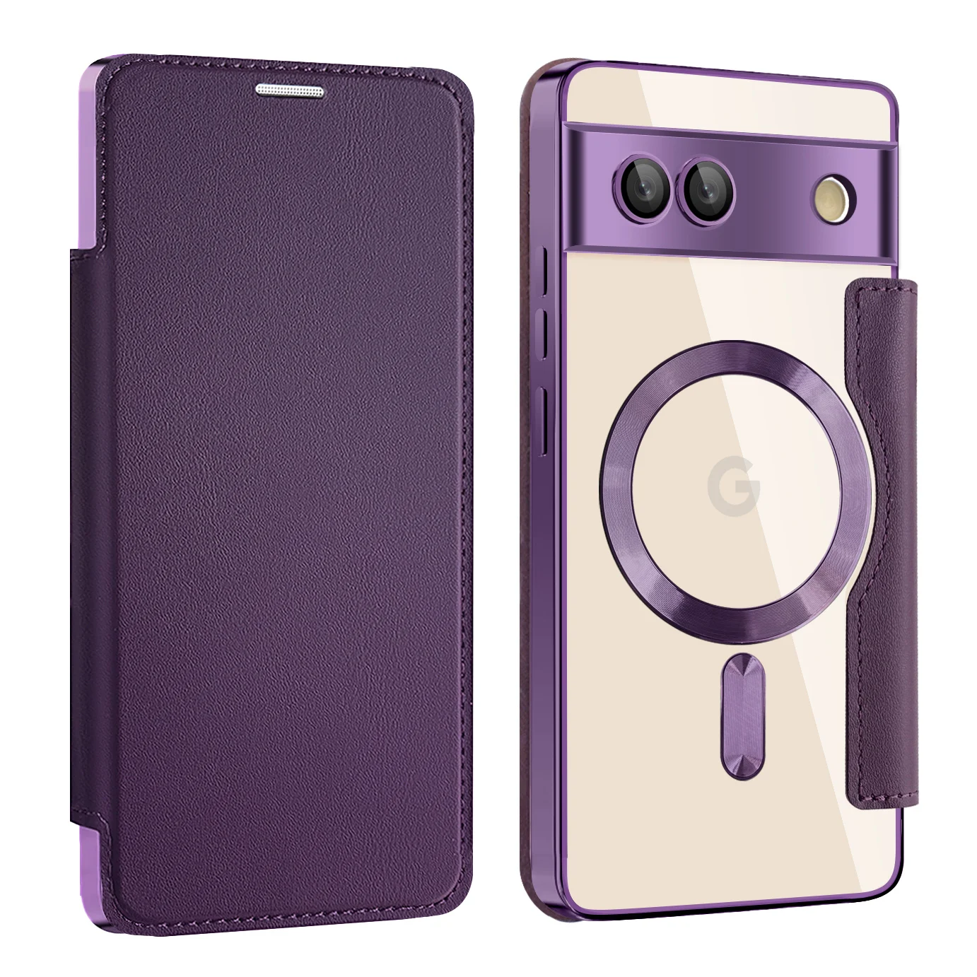 Electroplated Luxury Flip Leather Case with MagSafe Wireless Charging Protection