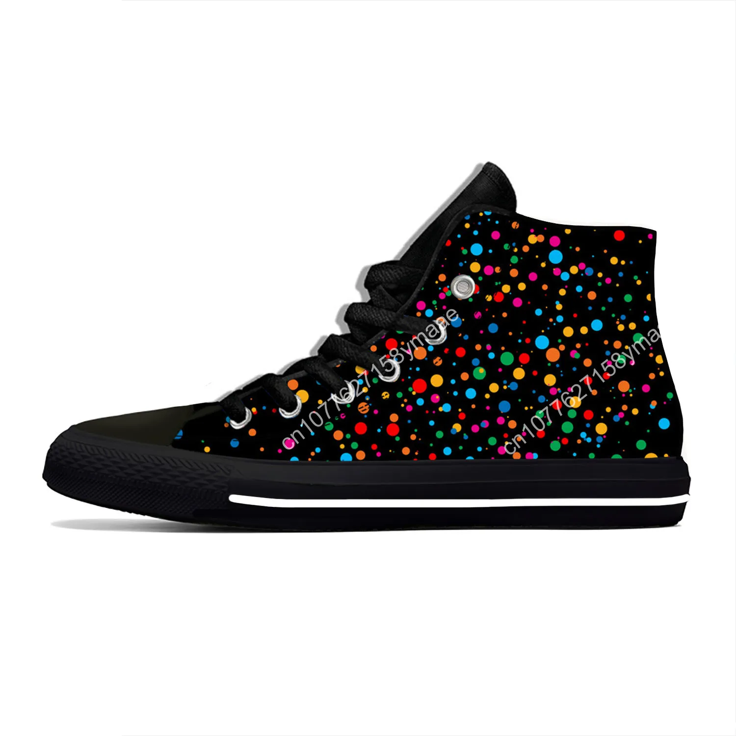 Hot Colors Bubble Multicolor Abstract Retro Spot Fashion High Top Canvas Shoes Men Women Casual Breathable Sneakers Board Shoes