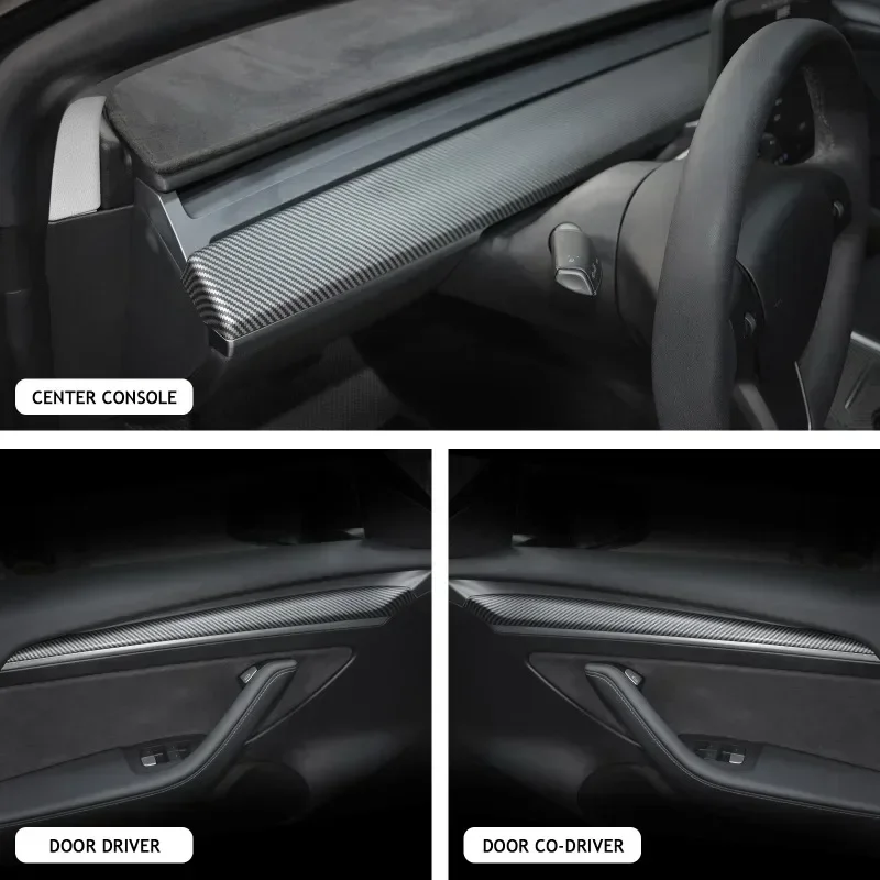 Inserto cruscotto in vera Alcantara® per Tesla Model 3 2017-2023 e Tesla Model Y 2022-2024