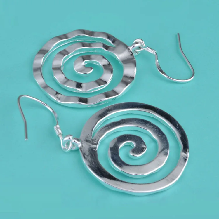 Pendientes de plata de ley 925 para mujer, aretes circulares en espiral, dijes finos, joyería para fiesta, boda, regalos de navidad