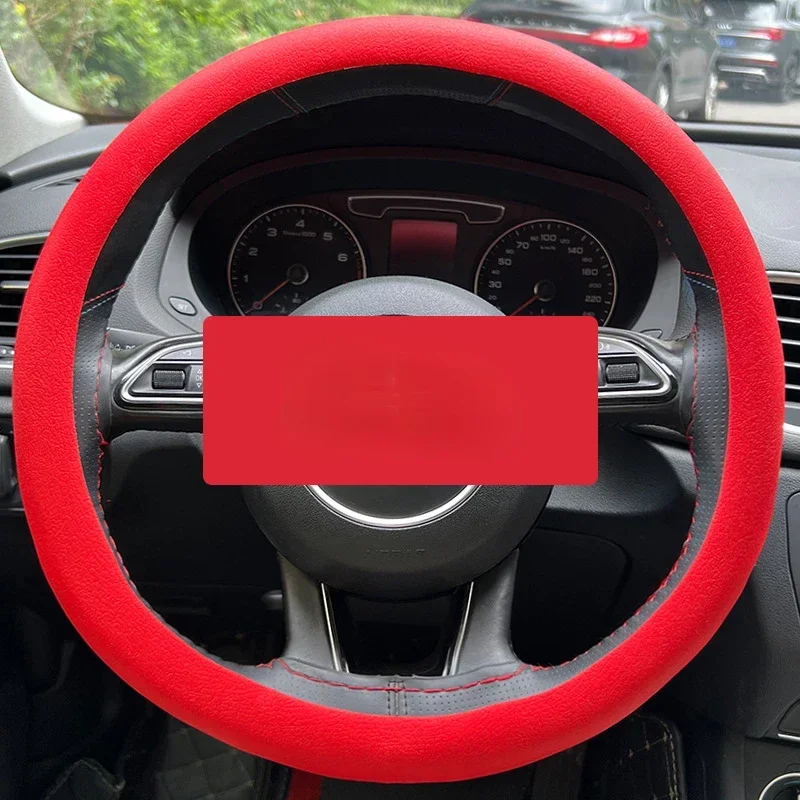 

Ultra Thin Silicone Car Steering Wheel Cover Universal D-shape Round Candy Color Anti Slip Handle Glove Interior for All Seasons