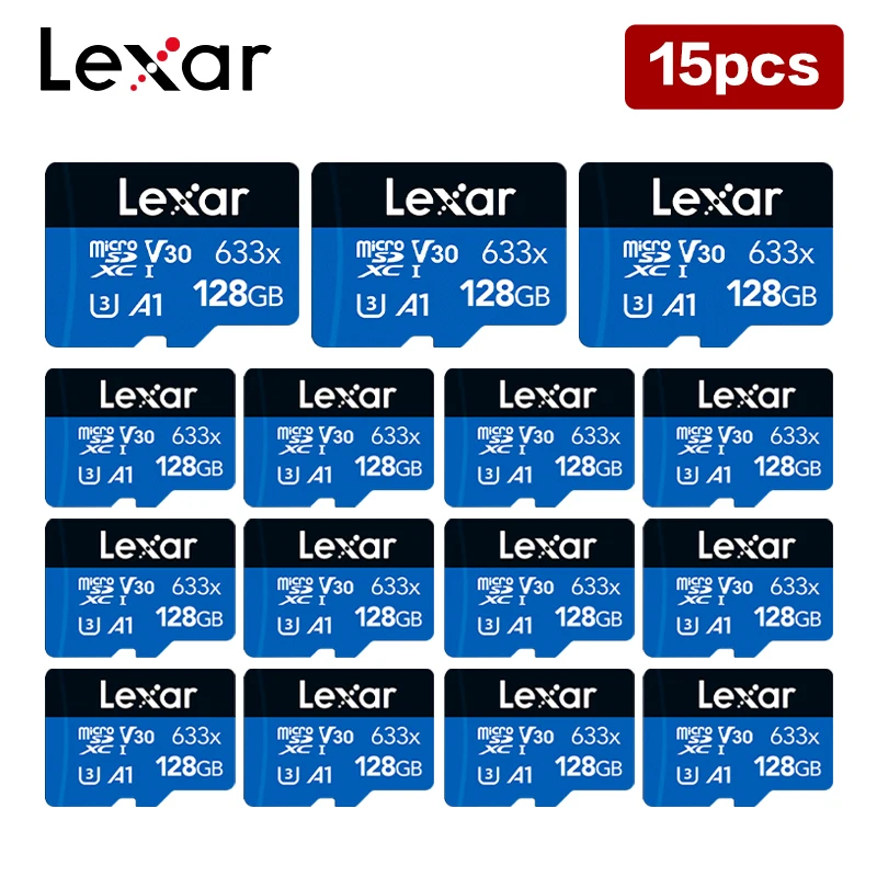 15 개/몫 128 기가 바이트 마이크로 SD 카드 100% 원래 Lexar micorSDXC USH-I TF 카드 최대 100 메가바이트/초 읽기 메모리 카드 PC 전화