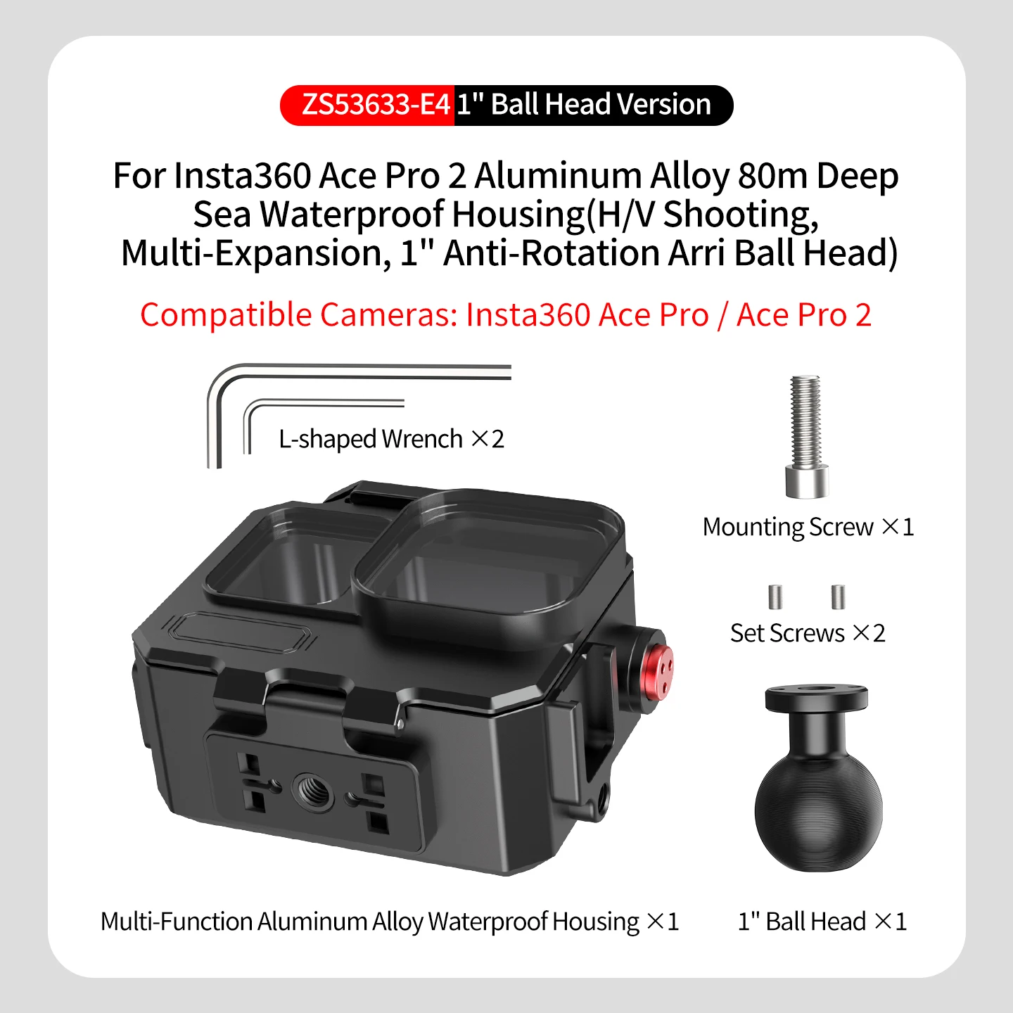 80 m wasserdichte Tauchhülle für Insta360 Ace Pro 2, Tauchgehäuse, Schutzkäfig, Schnellverschlussrahmen, Kaltschuh-Lichthalter – Detail 21