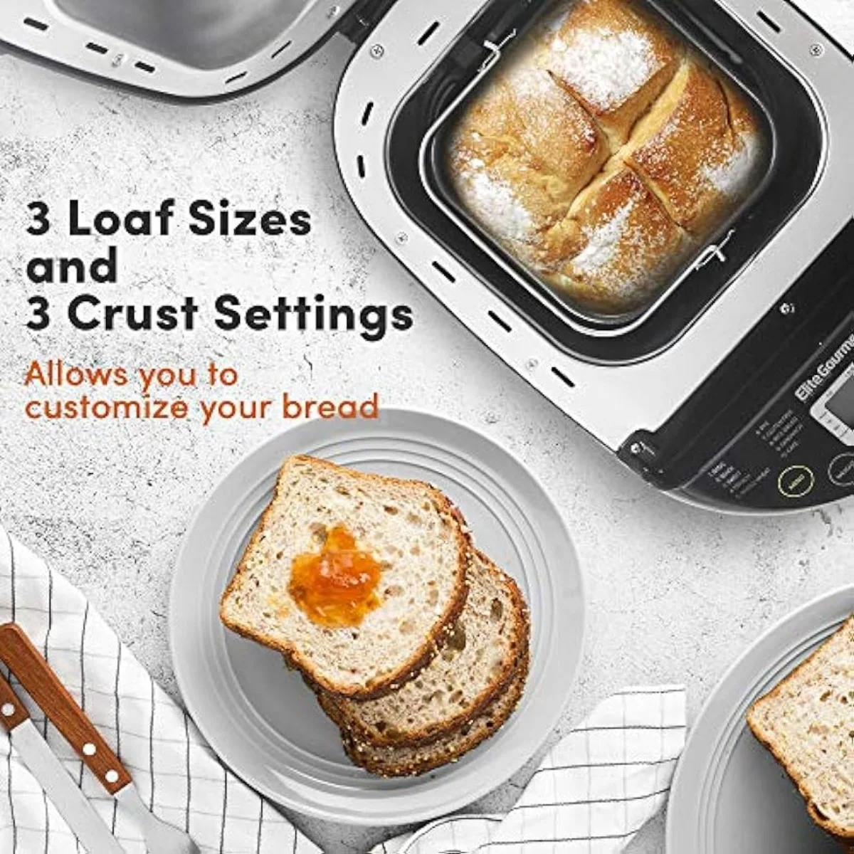 EBM8103B Programmable Bread Maker Machine bread machine 3 Loaf Sizes 19 Menu Functions 2 Lbs Black USA
