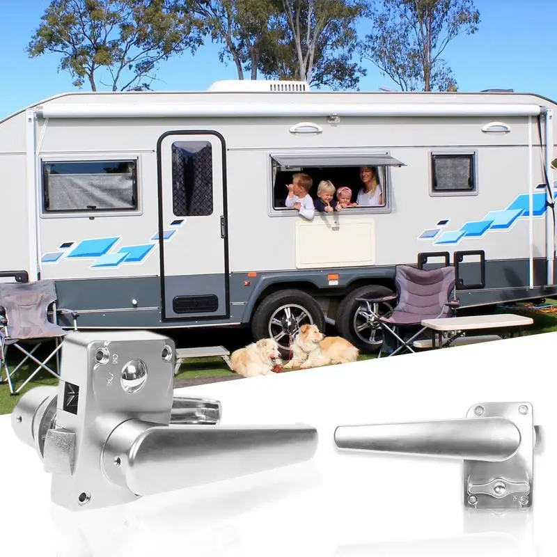 

Camper Door Lock RV Entry Door Latch With Brass Lock Without LED Camper Window Recreational Vehicle RV Parts And Accessories