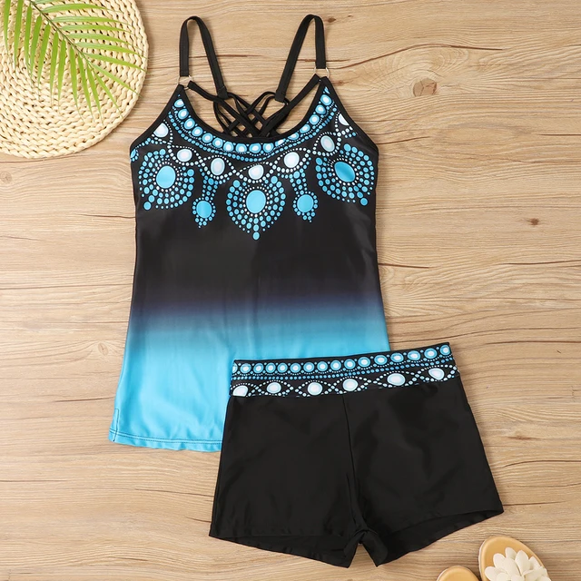 Tankini 2021 Two Piece Plus Size Swimsuit Women With Shorts High Waist  Swimwear Female Bathing Suit Mayo Beach Bathers Maios Xxl - Two-piece Suits  - AliExpress