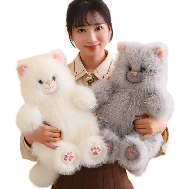 40/50CM Lovely Creative White Gray Cat Soft Plush Toys Accompany Dolls Sofa Decoration Girls Kids Birthday Christmas Presents 90pcs lot animal stickers cartoon kawaii girls lovely kids diary decoration material mobile phone accessories waterproof sticker