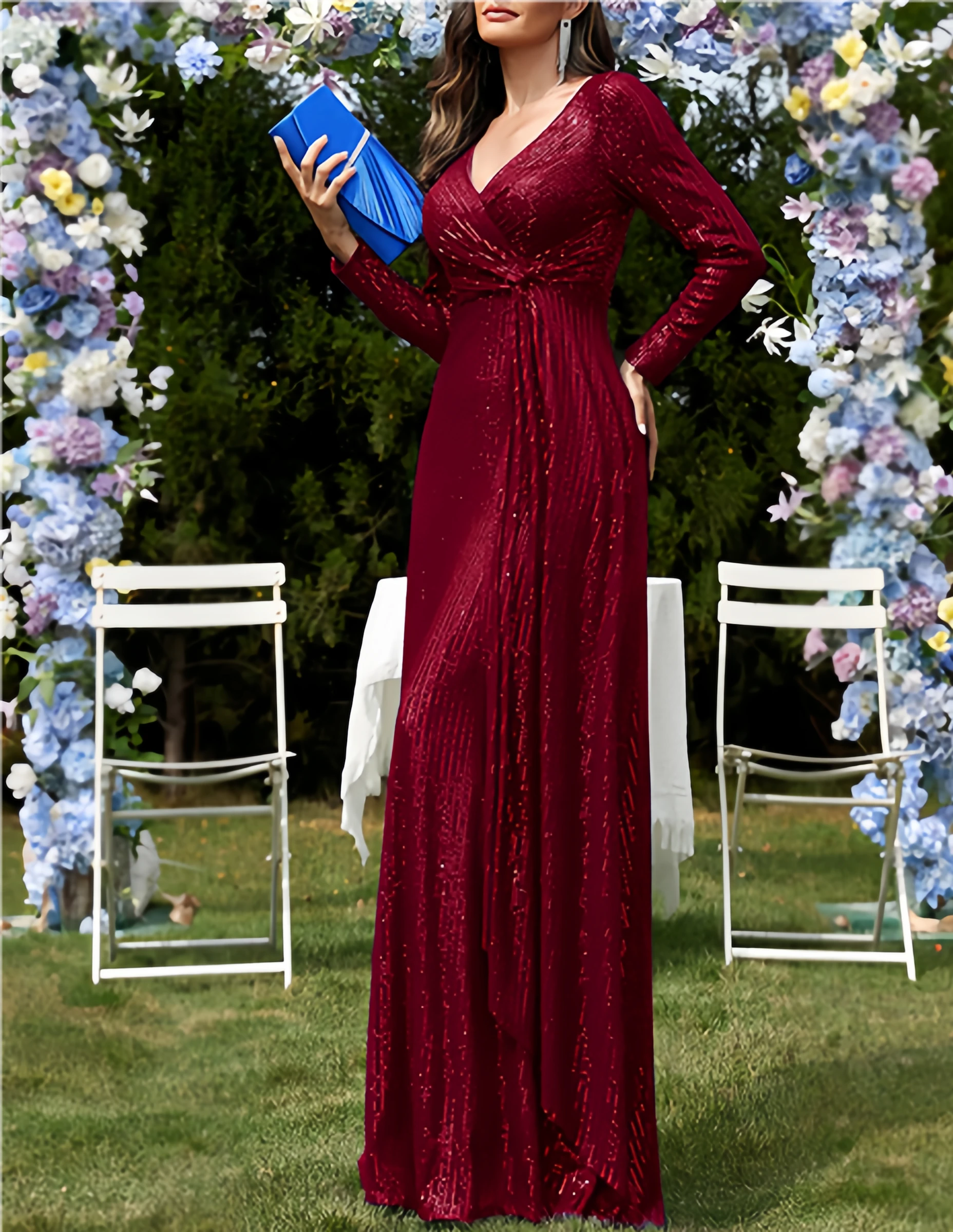 Long Sleeve Red Bridesmaid Dresses Simple Mermaid Long Red