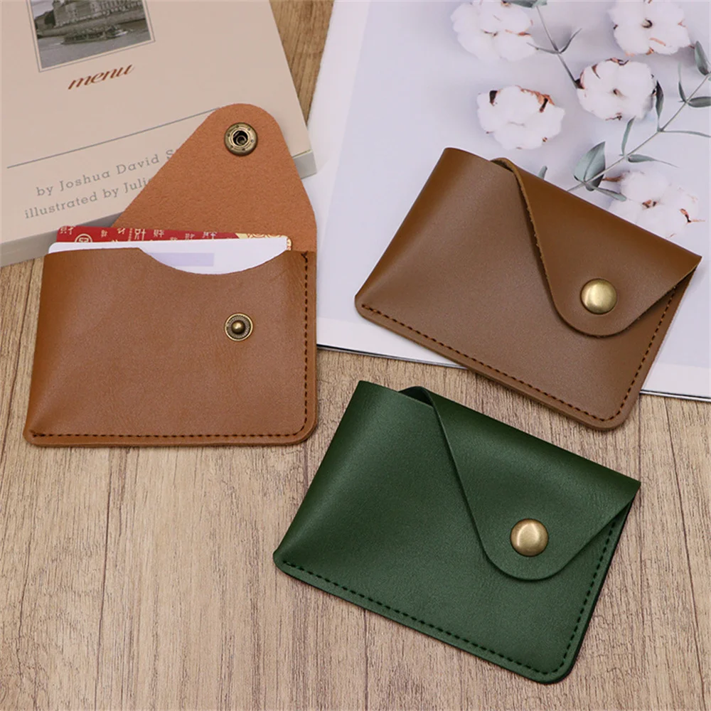 PU Leather Mini Slim Wallet Man Business Id Card Holder with Snap Button Vintage Short Ultra Thin Card Credit Card Holder Wallet