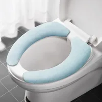 Universal Toilet Seat Cover Soft WC Paste Toilet Sticky Seat Pad Washable Bathroom Warmer Seat Lid Cover Pad Cushion Solid Color 2