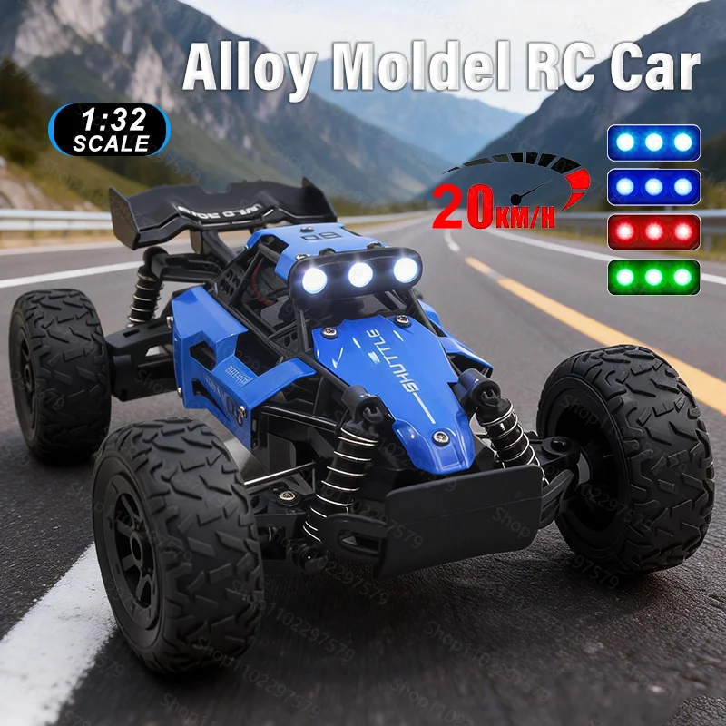 합금 1:32 2.4Ghz 모델 RC카 LED 라이트 포함 2WD 오프로드 무선 조종 등반 차량 야외 자동차 장난감 남아 여아 선물